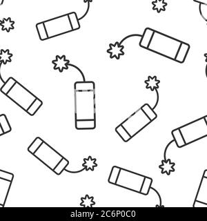 Bomb icon in flat style. Dynamite vector illustration on white isolated background. C4 tnt seamless pattern business concept. Stock Vector