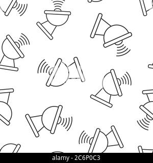 Satellite antenna tower icon in flat style. Broadcasting vector illustration on white isolated background. Radar seamless pattern business concept. Stock Vector