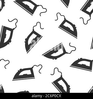 Iron icon in flat style. Laundry equipment vector illustration on white isolated background. Ironing seamless pattern business concept. Stock Vector