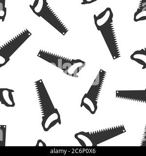Saw blade icon in flat style. Working tools vector illustration on white isolated background. Hammer seamless pattern business concept. Stock Vector