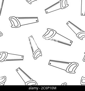 Saw blade icon in flat style. Working tools vector illustration on white isolated background. Hammer seamless pattern business concept. Stock Vector
