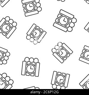 Bomb icon in flat style. Dynamite vector illustration on white isolated background. C4 tnt seamless pattern business concept. Stock Vector