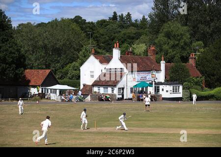 Village cricket at Tilford Cricket Club, Farnham. Stock Photo