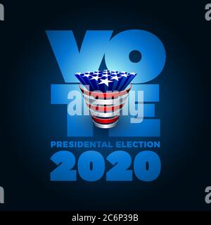 Exploding American Stars. Vote 2020 In Usa. Typographic Vector Design 