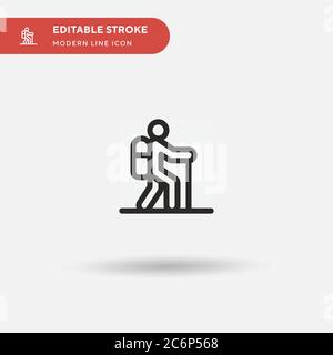 Hiking Simple vector icon. Illustration symbol design template for web mobile UI element. Perfect color modern pictogram on editable stroke. Hiking ic Stock Vector