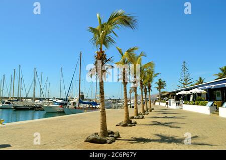 Boats and yachts in Puerto Calero harbour in Lanzarote Stock Photo