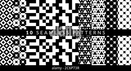 Ten Abstract Geometric Patterns Set. Vector illustration Stock Vector