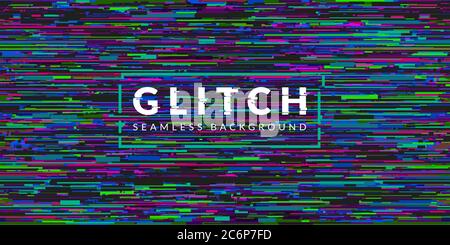 Cyber Glitch Abstract Seamless Pattern Vector Illustration Geometric Background Art Stock Vector