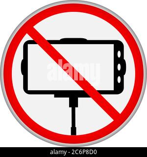 selfie stick prohibiton sign, clean style vector illustration Stock Vector