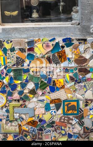 Ceramic mosaic wall made from diffirent pieces Tel Aviv, Israel. Stock Photo