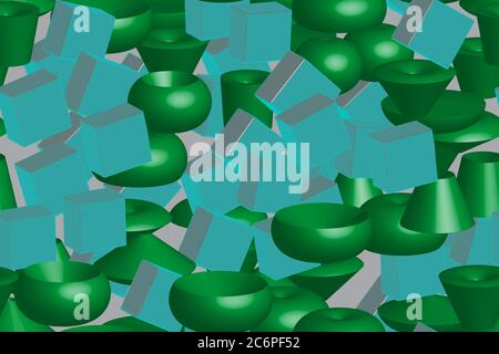 Abstract Color Volume Shapes 3D Seamless Pattern Stock Vector