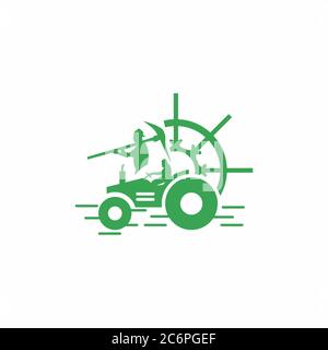 Rice Farming equipment vector logo design Stock Vector