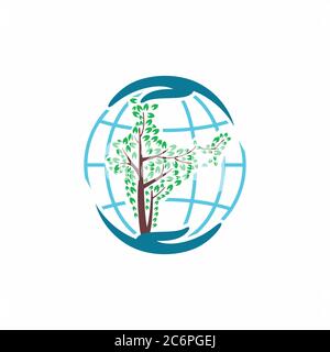 World and India saving two hands with tree Stock Vector