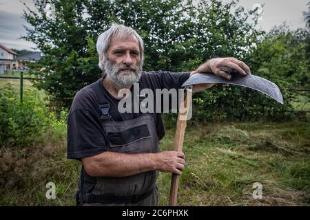 man at work in his garden Stock Photo