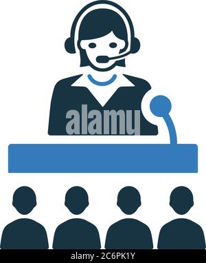 Conference, lecture, speech icon. Use for commercial, print media, web or any type of design projects. Stock Vector