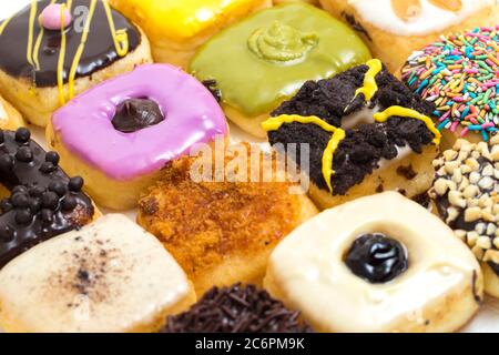 Colorful Donuts Set Isolated on White. Different type of donuts Stock Photo