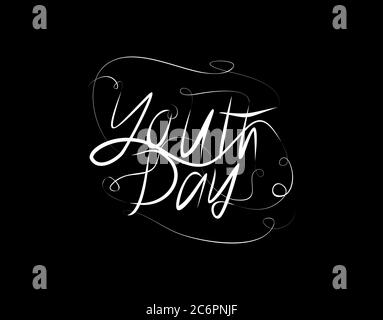 International Youth Day Lettering Text on Black background in vector illustration Stock Vector