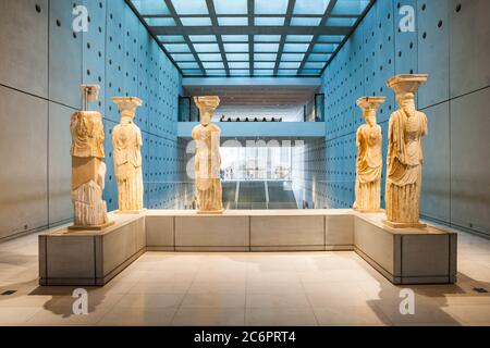ATHENS, GREECE - OCTOBER 19, 2016: The Acropolis Museum is an archaeological museum focused on the findings of the archaeological site of the Acropoli Stock Photo