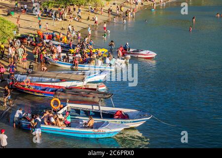 Taganga-Santa-Marta-Colombia, 01. March, 2020: The Caribbean coast of Taganga, Colombi Stock Photo