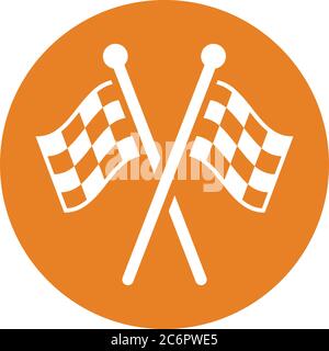 Checkered flag, competition, finish, start, winning icon, vector graphics for various use. Stock Vector