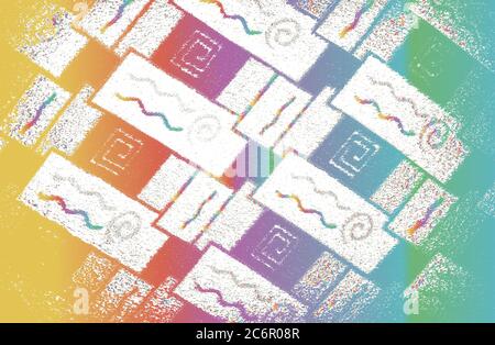 Distressed overlay texture of colored ornamental weaving fabric. grunge background. abstract halftone vector illustration Stock Vector