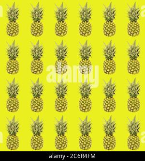 seamless pattern of pineapple on the yellow background Stock Photo