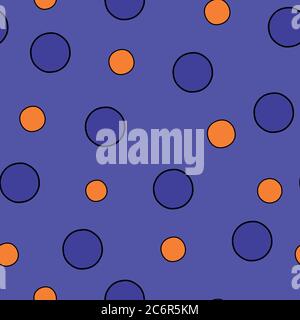 purple and orange dots seamless vector pattern Stock Vector
