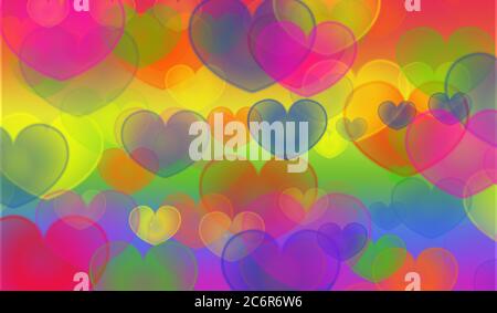 Background rainbow hearts metallic colorful Stock Photo