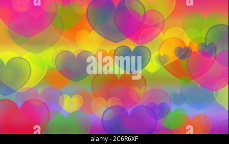 Background rainbow hearts metallic colorful Stock Photo