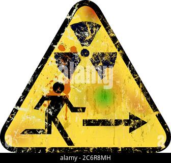nuclear radiation emergency exit sign, vector illustration Stock Vector