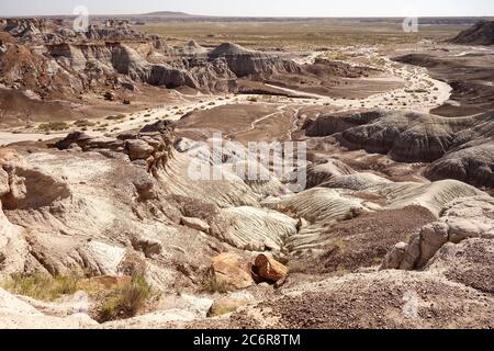 Otherworldly landscape in Petrified Forest National Park, Arizona Stock Photo