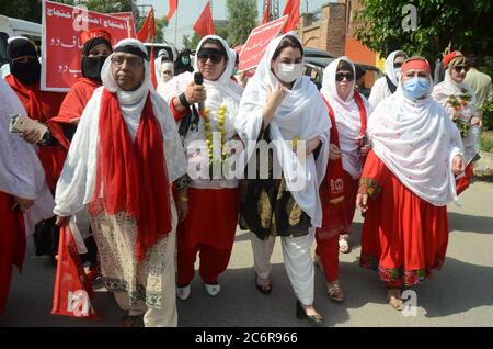 Peshawar, Pakistan. 11th July, 2020. Awami National Party women activists stage protest rally against price hike near Peshawar press club on Saturday. (Photo by Hussain Ali/Pacific Press/Sipa USA) Credit: Sipa USA/Alamy Live News Stock Photo