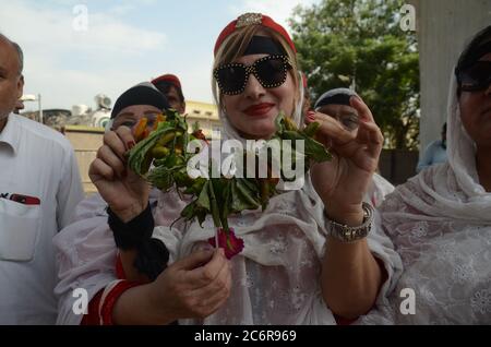 Peshawar, Pakistan. 11th July, 2020. Awami National Party women activists stage protest rally against price hike near Peshawar press club on Saturday. (Photo by Hussain Ali/Pacific Press/Sipa USA) Credit: Sipa USA/Alamy Live News Stock Photo