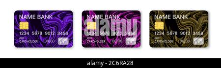Credit cards set multicolor template vector Stock Vector