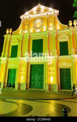 Macao, DEC 7, 2010 - Night exterior view of the Church of Saint Dominic Stock Photo