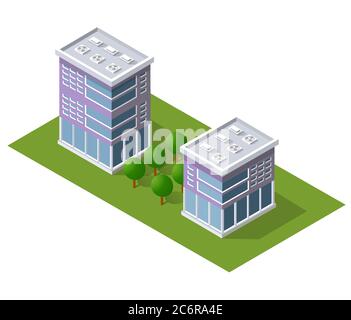 Cityscape design elements with isometric building Stock Vector