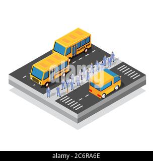 School bus on the street parking lot Stock Vector