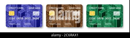 Credit cards set multicolor template vector design Stock Vector