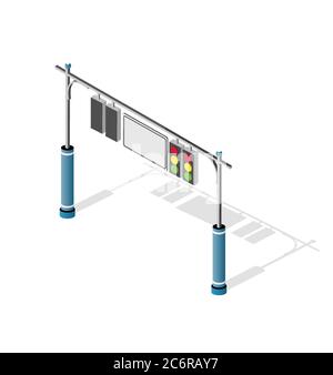 Isometric city road traffic lights semaphore Stock Vector