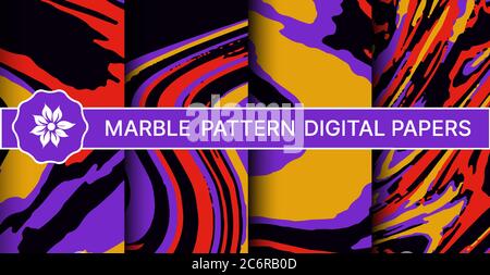 Abstract marble pattern set of backgrounds Stock Vector