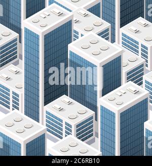 Isometric background seamless city downtown skyscrapers Stock Vector