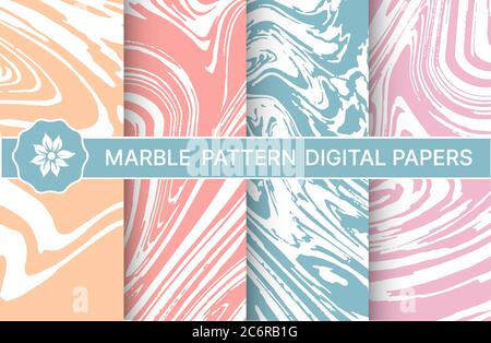 Set of marble purple patterns for design Stock Vector