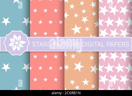 Stars pattern holiday design set of seamless Stock Vector