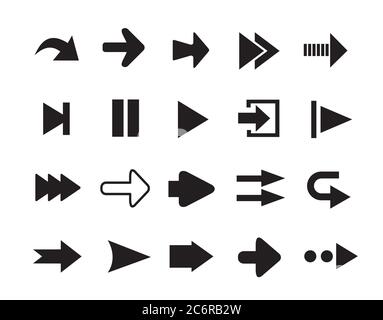 Arrows icons set of silhouettes Stock Vector