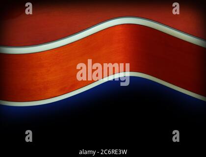 Detail of an Ibanez AF75 Hollowbody Electric Guitar in transparent orange showing the curved shape of the body and binding. Stock Photo