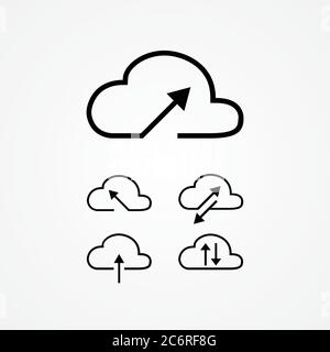 cloud tech vector illustration. download and upload data. share information via cloud storage Stock Vector