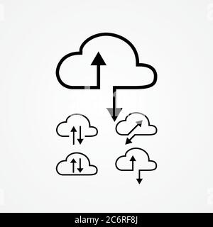 cloud tech vector illustration. download and upload data. share information via cloud storage Stock Vector