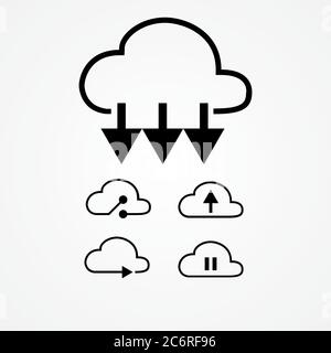 cloud computing vector illustration. transfer, sharing, upload and download via cloud storage. Stock Vector