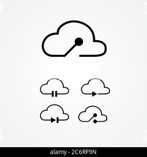 universal cloud tech circuit illustration. suitable for anything activities, such as social, business, and technology purpose Stock Vector