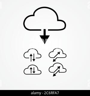 cloud computing vector illustration. transfer, sharing, upload and download via cloud storage. Stock Vector